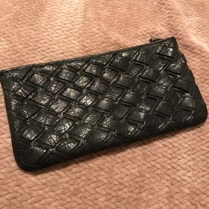 Ava Rose black leather clutch